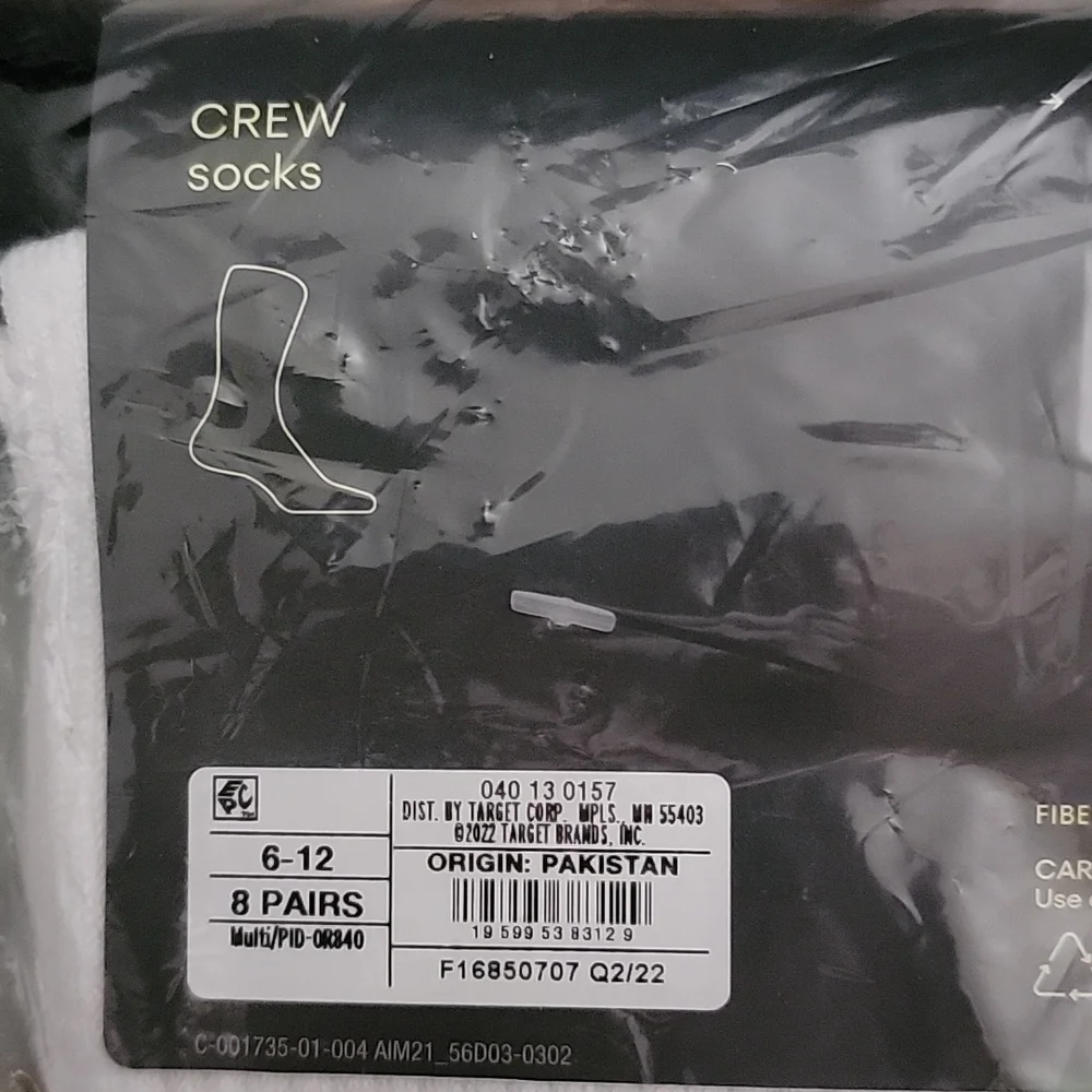 All In Motion Men's Training Crew Socks 8pk